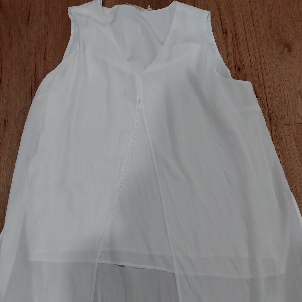 Soft Surroundings 1X Lagenlook Relaxed Fit White Top Blouse Tunic Sleeveless